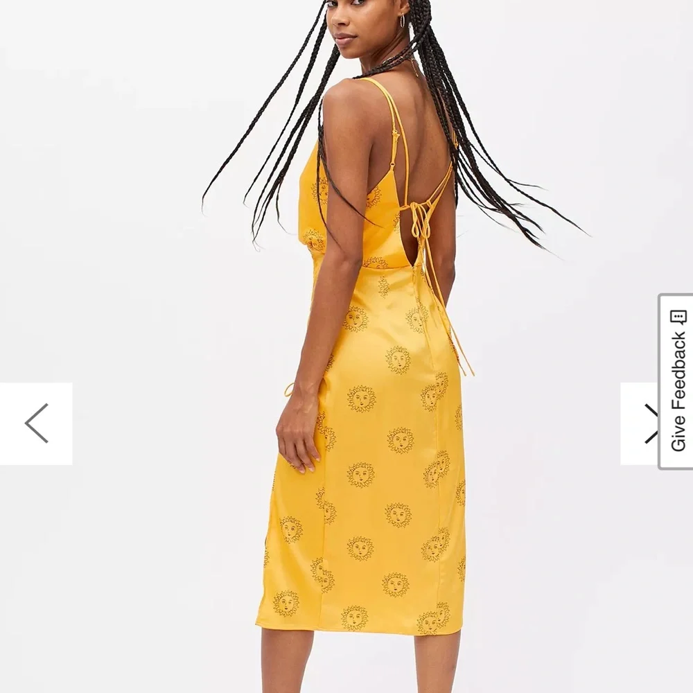 Urban Outfitters Satin Slip Yellow Ruched Midi Dress - Picture 5 of 6